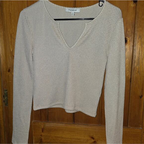 Cream V-Neck Sweater Top - Picture 4 of 6